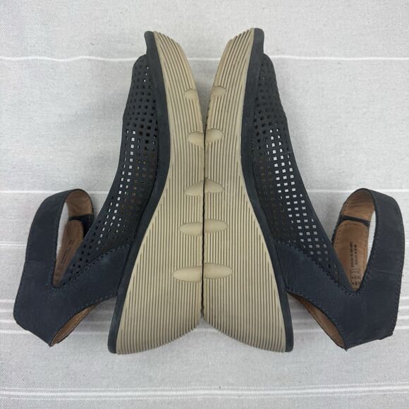 Clark’s Collection Reedly Salene Wedge Sandals Leather Peep Toe Black 8.5 - Picture 13 of 15